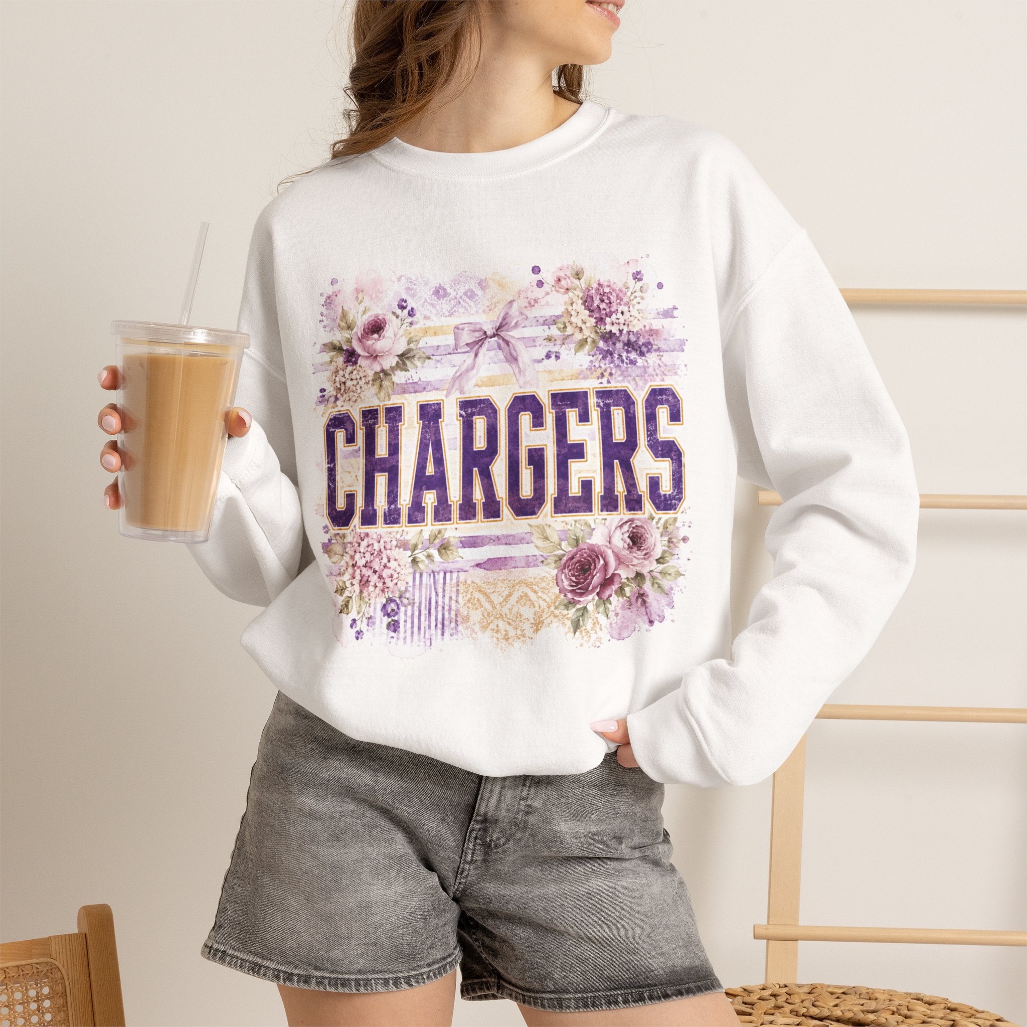 Chargers Floral Crewneck Sweatshirt