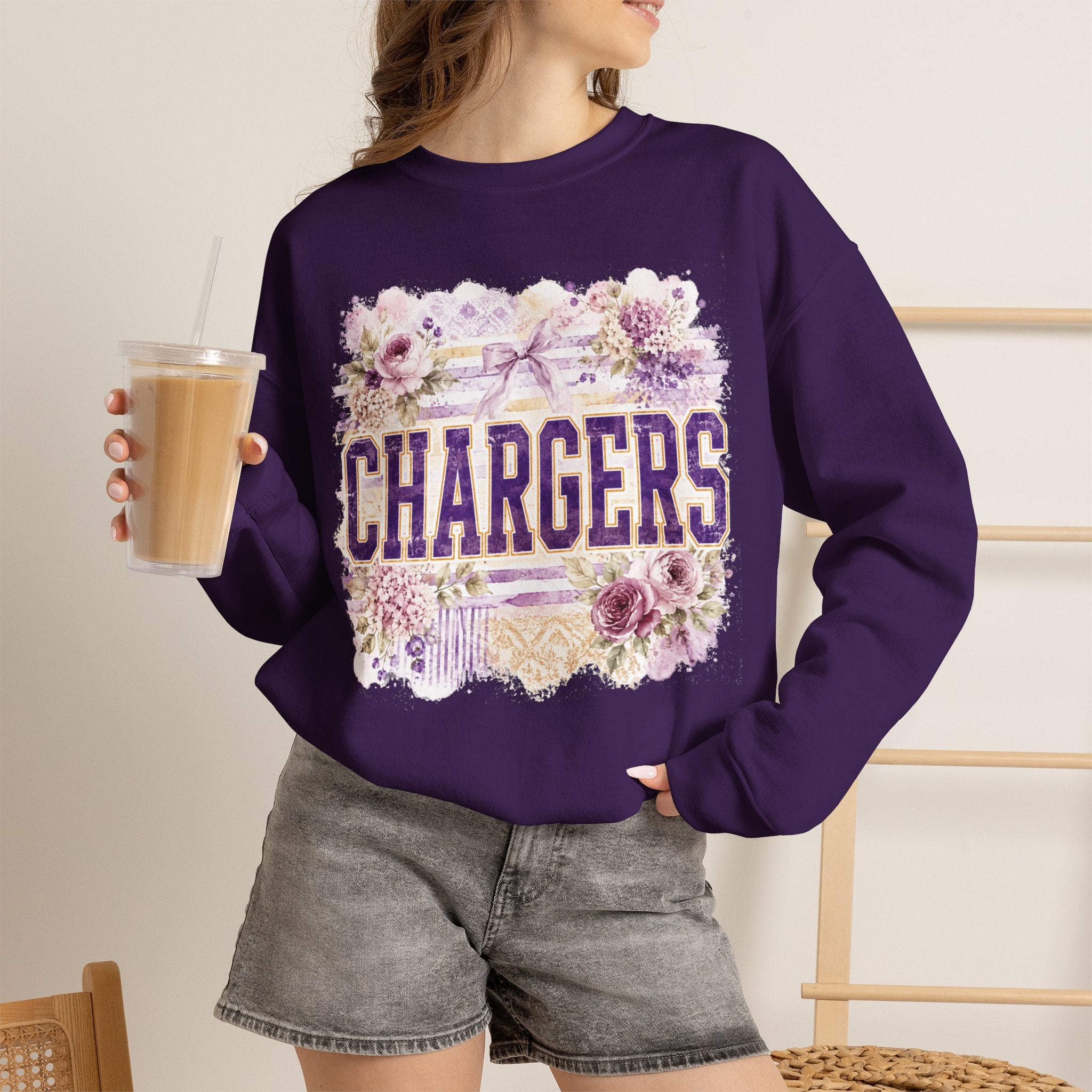 Chargers Floral Crewneck Sweatshirt