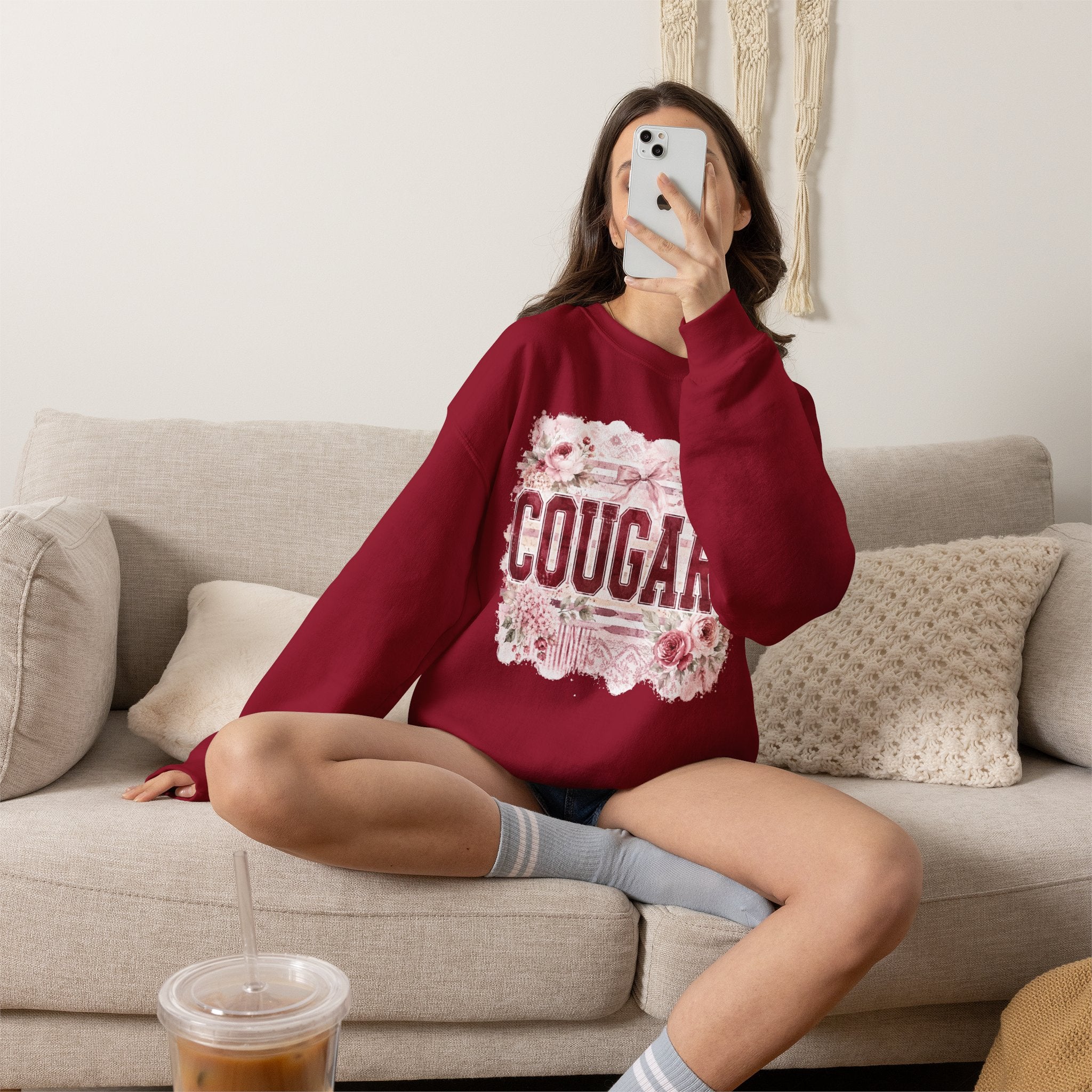 Cougars Floral Crewneck Sweatshirt