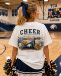 Tipton Christian Academy Eagles cheer watercolor design on a white tee