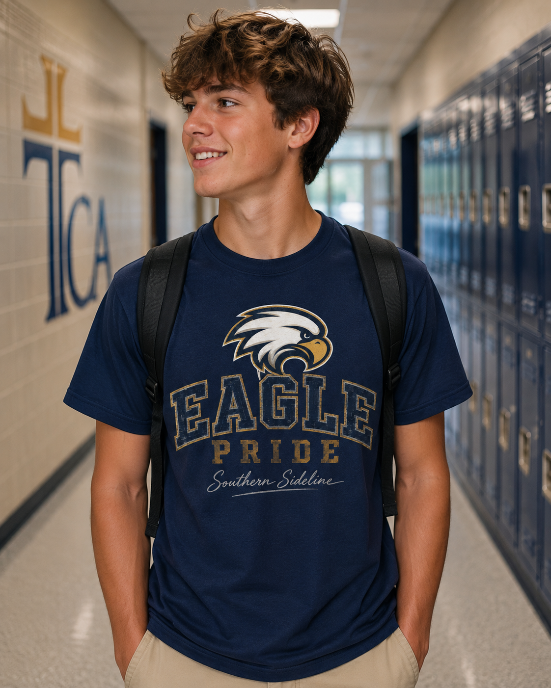 Tipton Christian Academy Eagle Pride mascot tee in navy