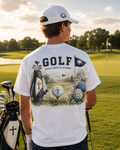 Tipton Christian Academy Eagles golf watercolor design on a white tee