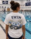 Tipton Christian Academy Eagles swim watercolor design on a white tee