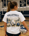 Tipton Christian Academy Eagles volleyball watercolor design on a white tee